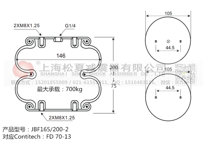 JBF165/200-2橡胶<a href='http://www.43u8.cn/' target='_blank'><u>空气弹簧</u></a>