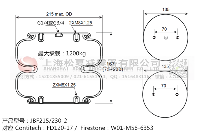 JBF215/230-2橡胶<a href='http://www.43u8.cn/' target='_blank'><u>空气弹簧</u></a>